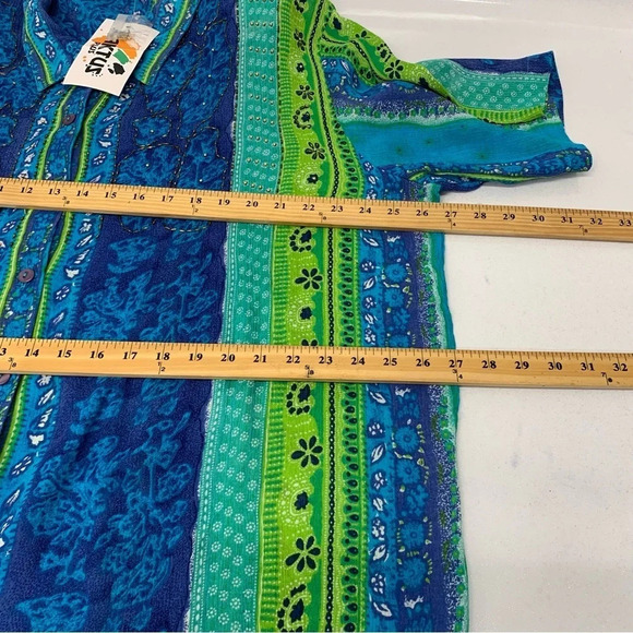 Kaktus Blouse Top Plus Size 3X Beaded Gauzy Colorful Button Front Art to Wear - Picture 10 of 11